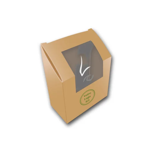 Emballage wrap personnalisé avec impression quadri et fenêtre – idéal pour restaurants et snacks à emporter.