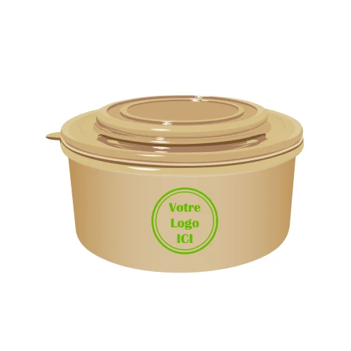 Saladier kraft personnalisé avec impression logo pour restaurant