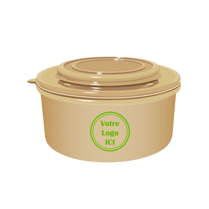 Saladier kraft personnalisé avec impression logo pour restaurant