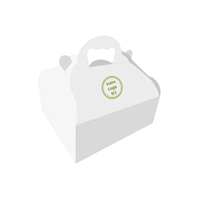 Boîte pâtisserie avec anses, idéale pour vente à emporter personnalisée
