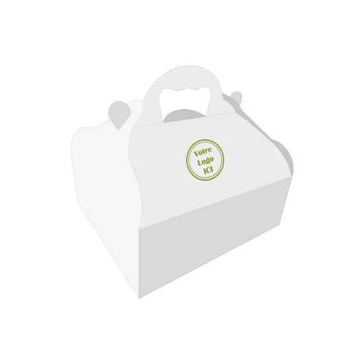 Boîte pâtisserie avec anses, idéale pour vente à emporter personnalisée